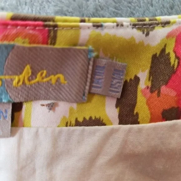 Boden  sz 14 Pink Green empire waist Cotton cap sleeves 39in long - Picture 4 of 16